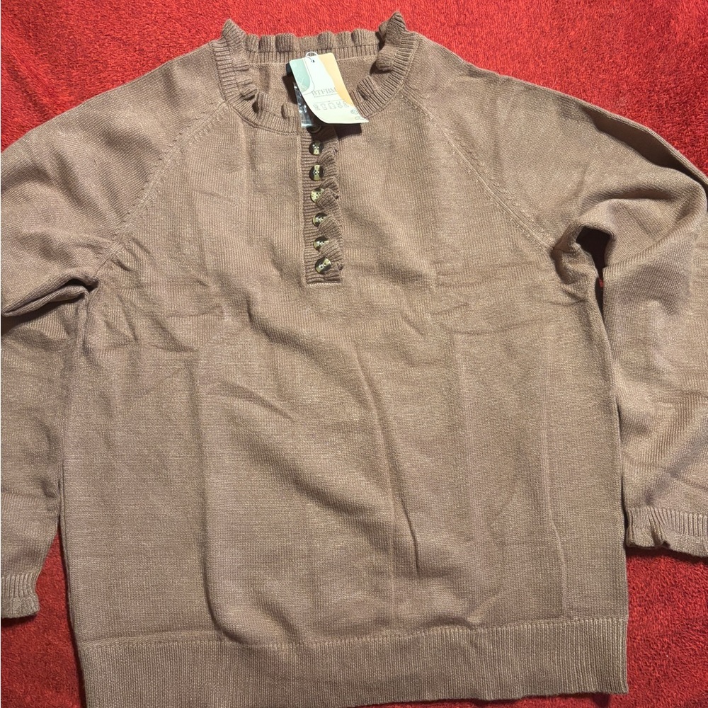 BTFBM Women’s Carmel Ruffle Pullover Sweater . Size XL NWT
